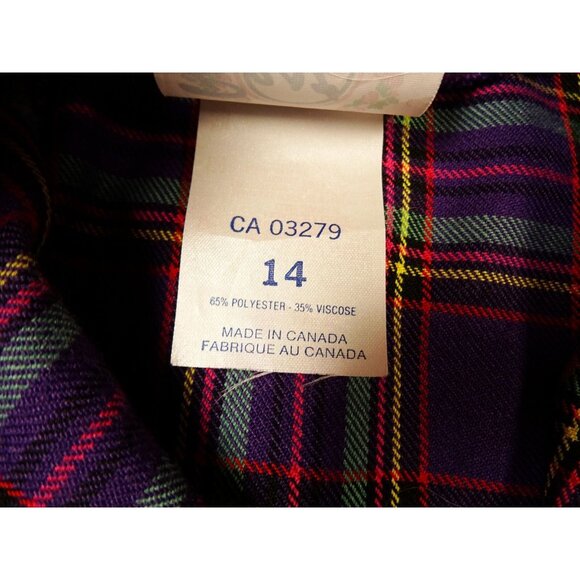 Vintage Lannie Purple Plaid Tartan Blazer and Matching Pleated Skirt Youth Sz 14 - Picture 3 of 14